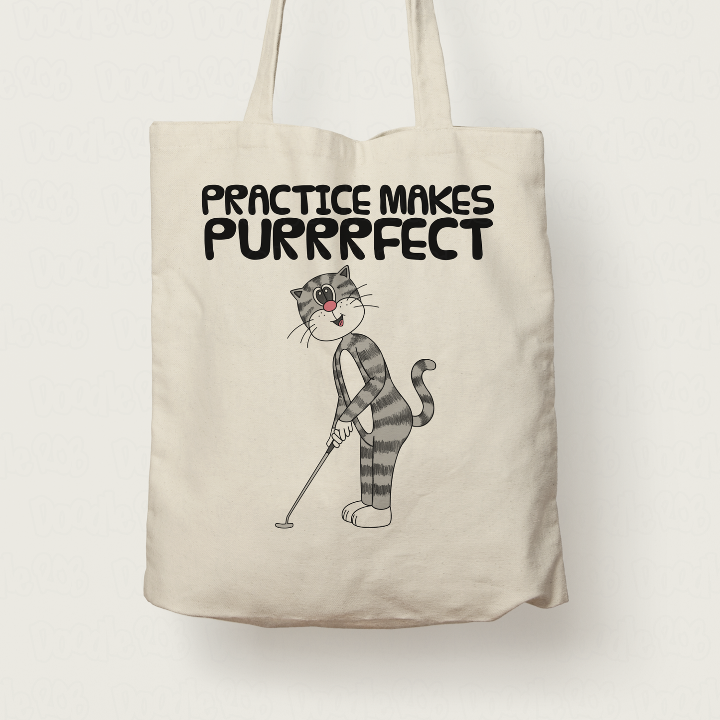 Cat Playing Golf Tote Bag (Putter) - Practice Makes Purrrfect - Funny Golfer Gift