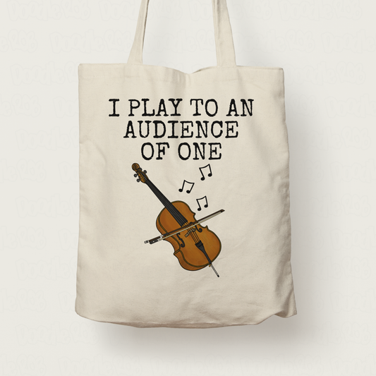 Christian Cello Tote Bag - I Play To An Audience Of One - Church Cellist Gift - Worship Cello Tote Bag