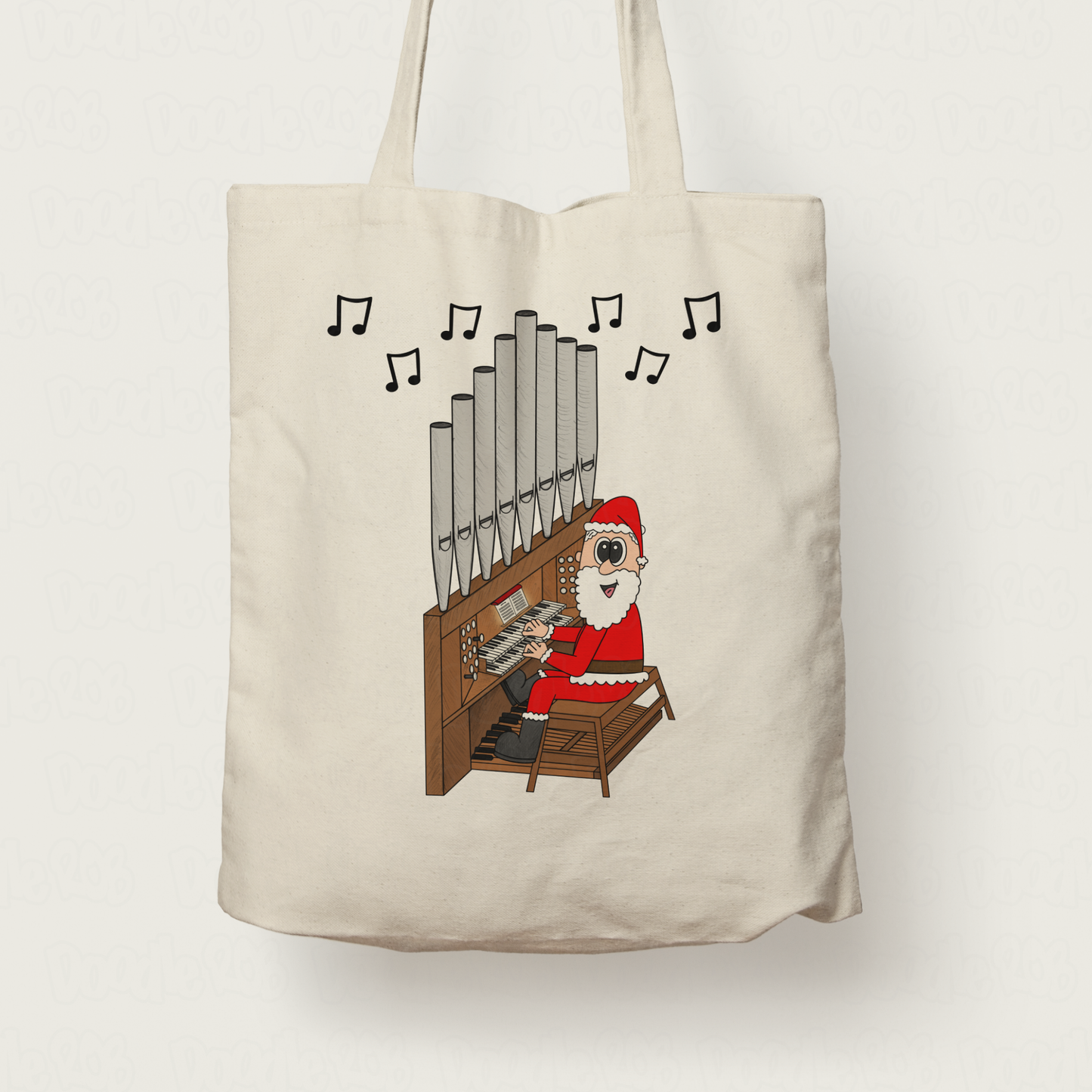 Organist Christmas Tote Bag - Santa Playing Church Organ - Organist Xmas Gift - Organ Teacher Gift
