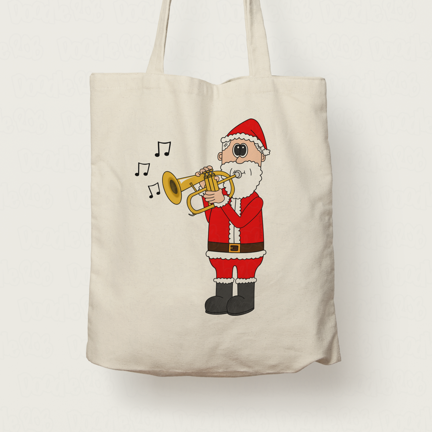 Flugelhorn Christmas Tote Bag - Santa Playing Flugelhorn - Gift For Horn Player - Brass Musician Xmas Gift