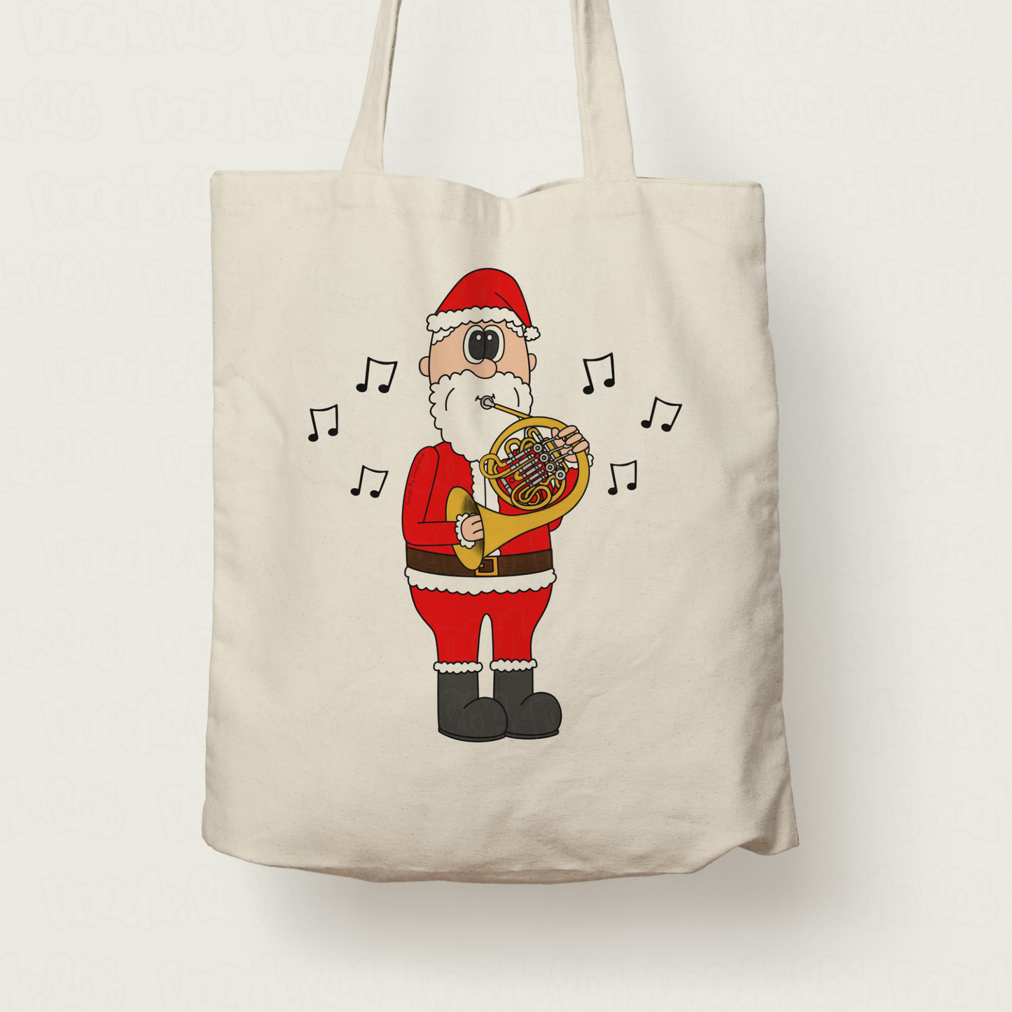 French Horn Christmas Tote Bag - Santa Playing French Horn - Brass Teacher Xmas Gift