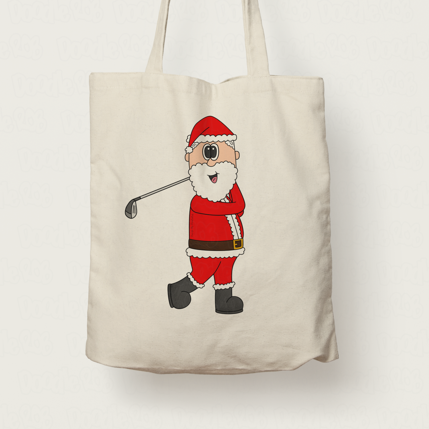 Golf Christmas Tote Bag - Santa Playing Golf (Driver) - Golfer Xmas Gift