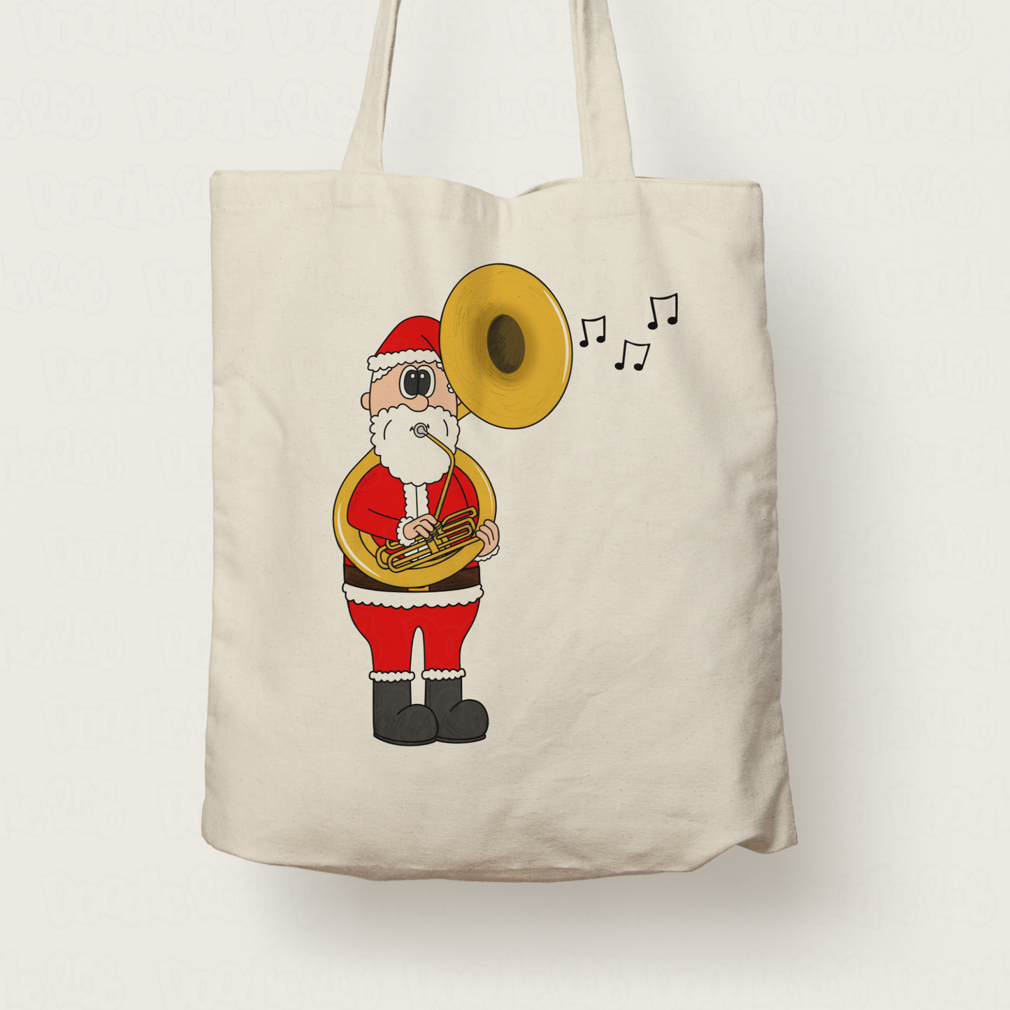 Sousaphone Christmas Tote Bag - Santa Playing Sousaphone - Sousaphonist Tote Bag - Brass Musician Xmas Gift