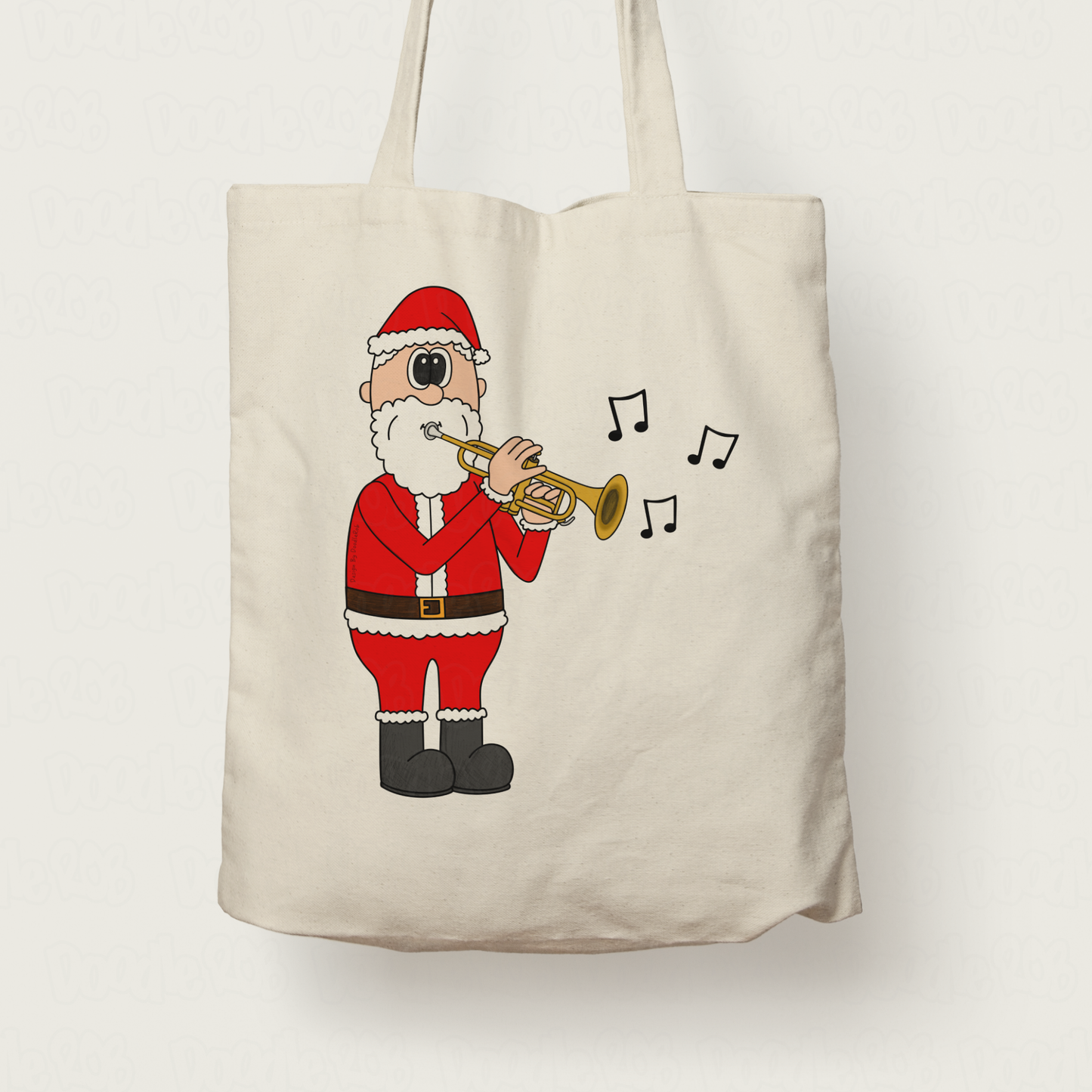 Santa Playing Trumpet Christmas Tote Bag - Gift For Trumpeter - Brass Musician Xmas Gift