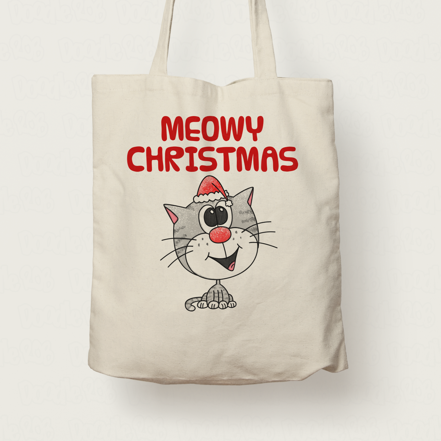 Cat Christmas Tote Bag (Santa Hat) - Meowy Christmas - Funny Christmas Gift For Cat Lover