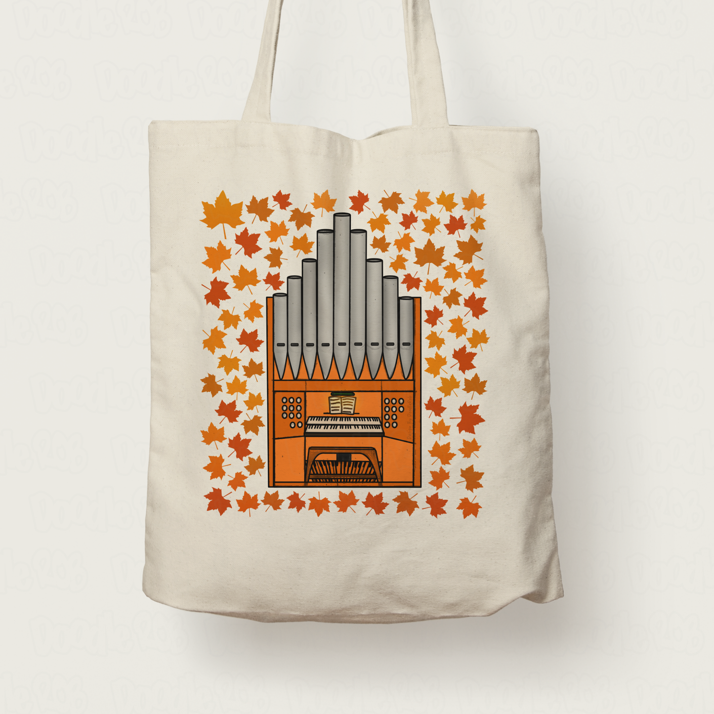 Autumn Church Organ Tote Bag (Leaves) - Gift For Organist - Musician Gift For Fall or Thanksgiving