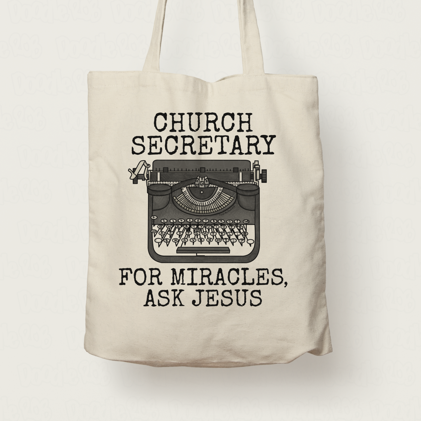 Church Secretary Tote Bag - For Miracles, Ask Jesus - Christian Administrator Gift