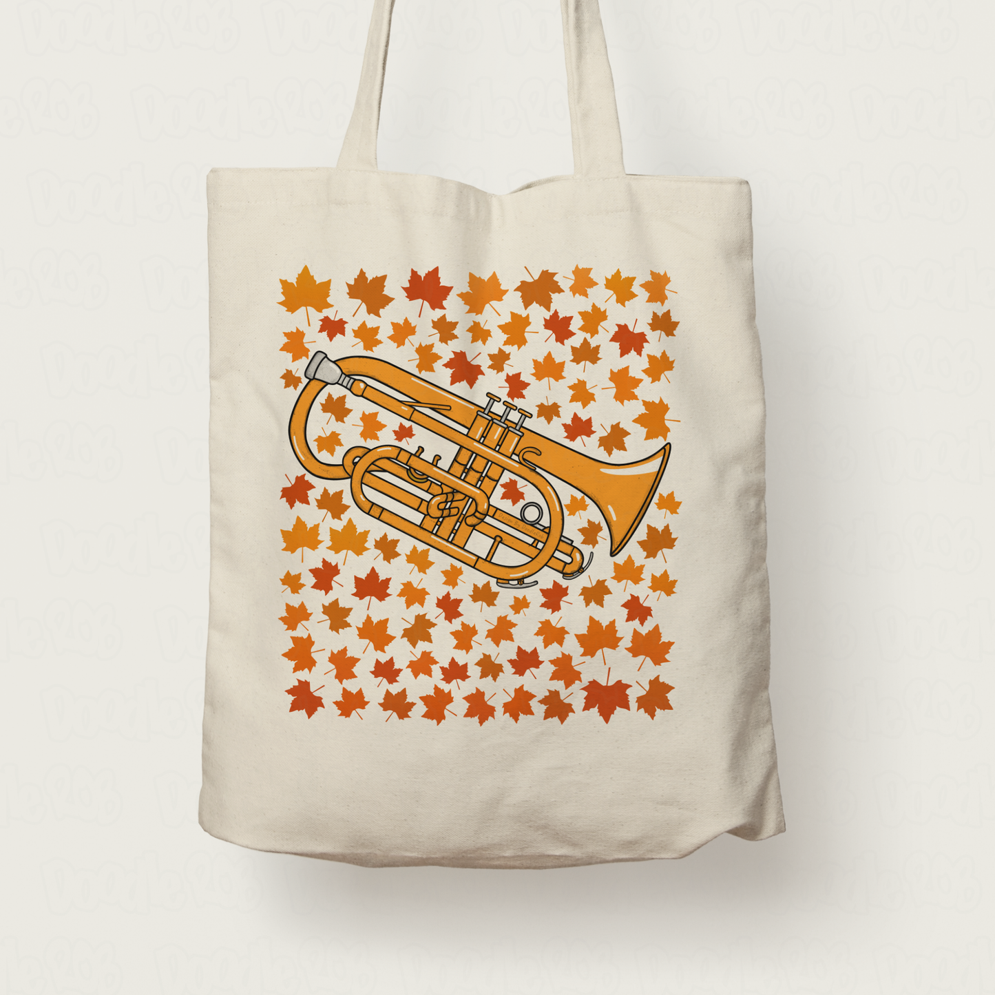 Autumn Cornet Tote Bag (Leaves) - Gift For Cornetist - Brass Musician Gift For Fall or Thanksgiving