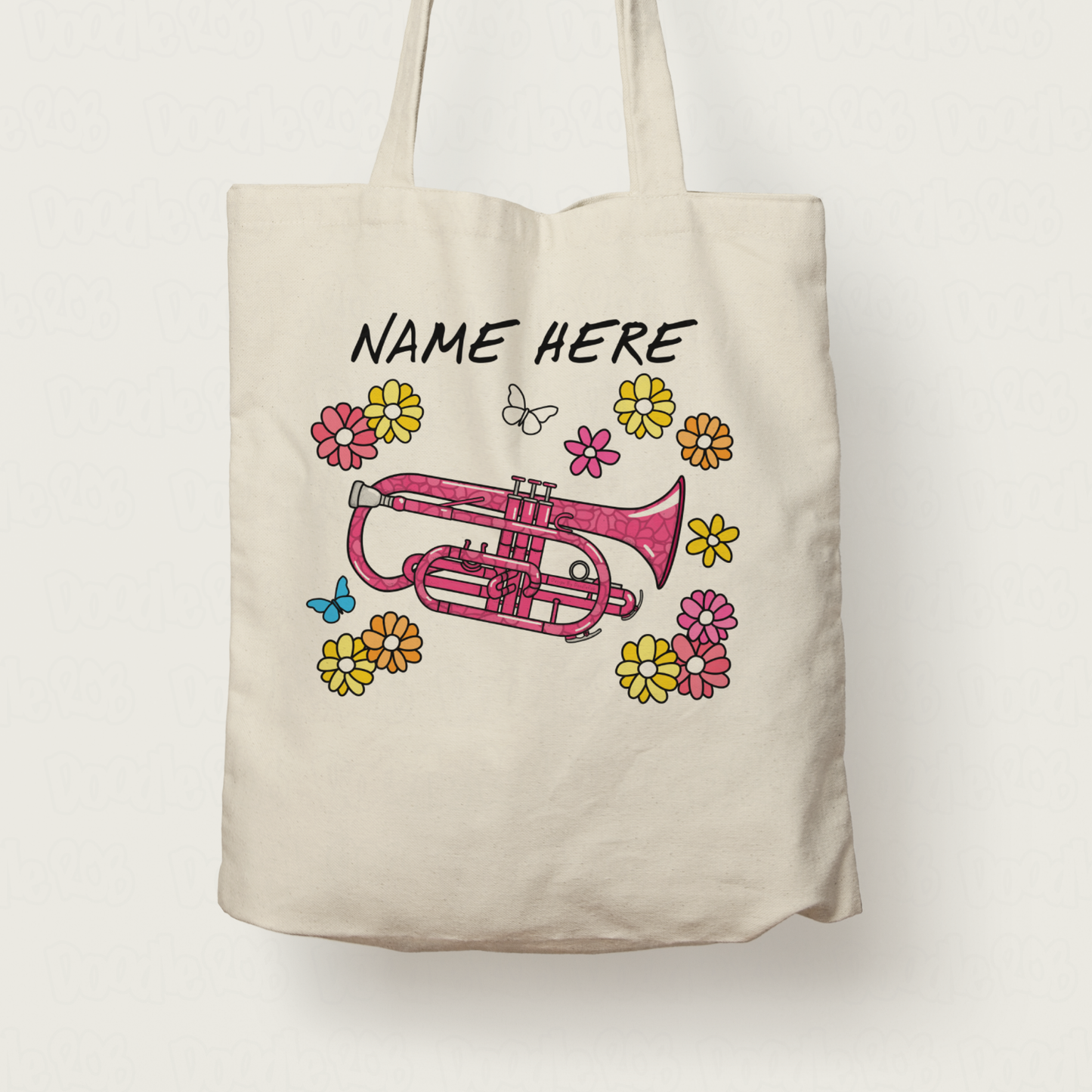 Floral Cornet Tote Bag - Cornetist Custom Gift - Personalised Brass Musician Gift