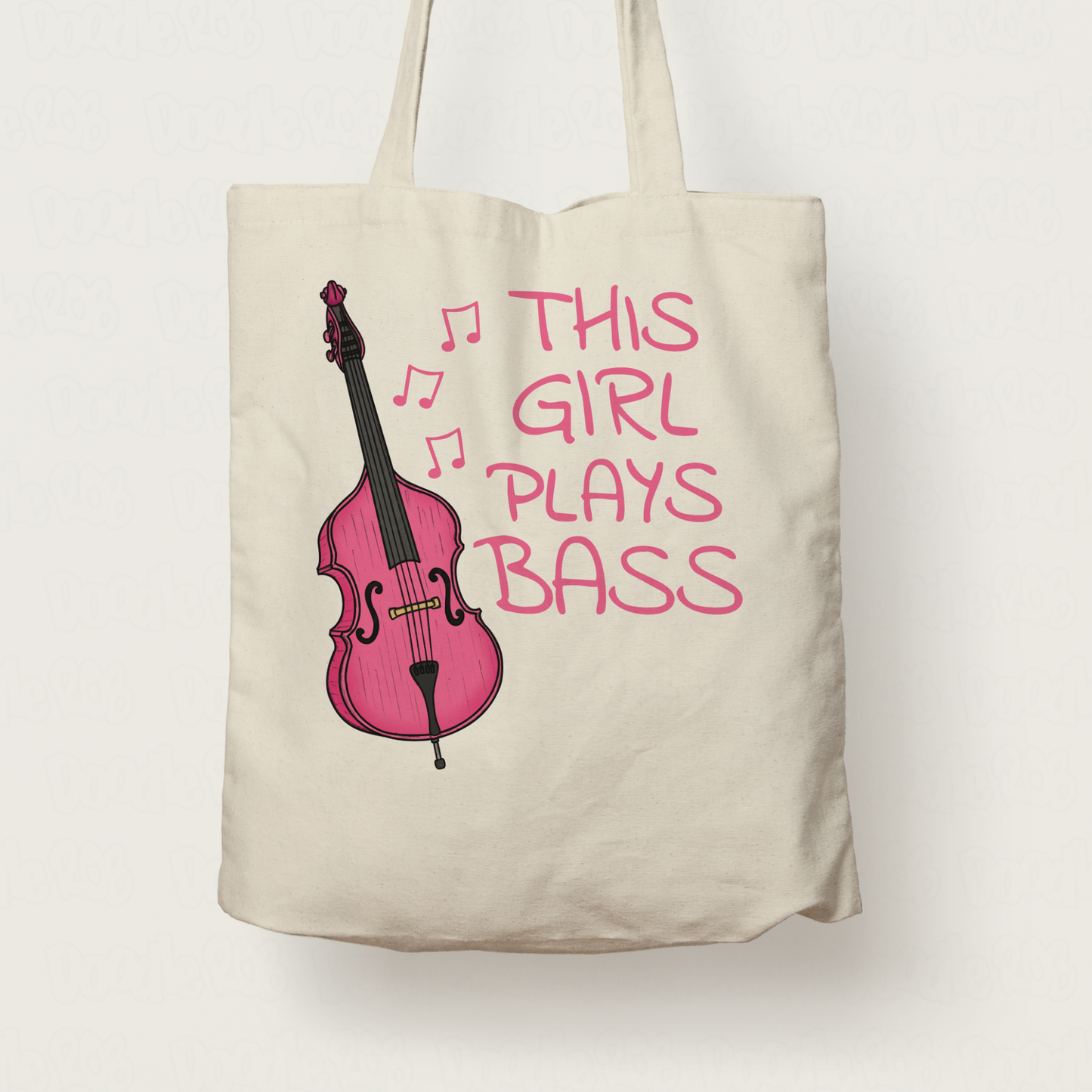 Pink Double Bass Tote Bag - This Girl Plays Bass - Gift For Female Bassist - Jazz Musician Gift