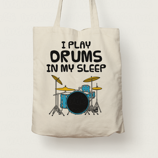 Funny Drummer Tote Bag - I Play Drums In My Sleep - Percussionist Musician Gift