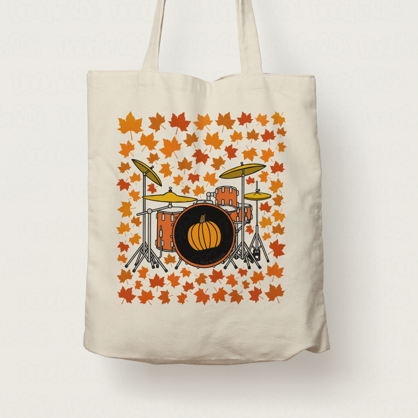 Autumn Drum Kit Tote Bag (Leaves) - Gift For Drummer - Percussionist Musician Gift For Fall or Thanksgiving