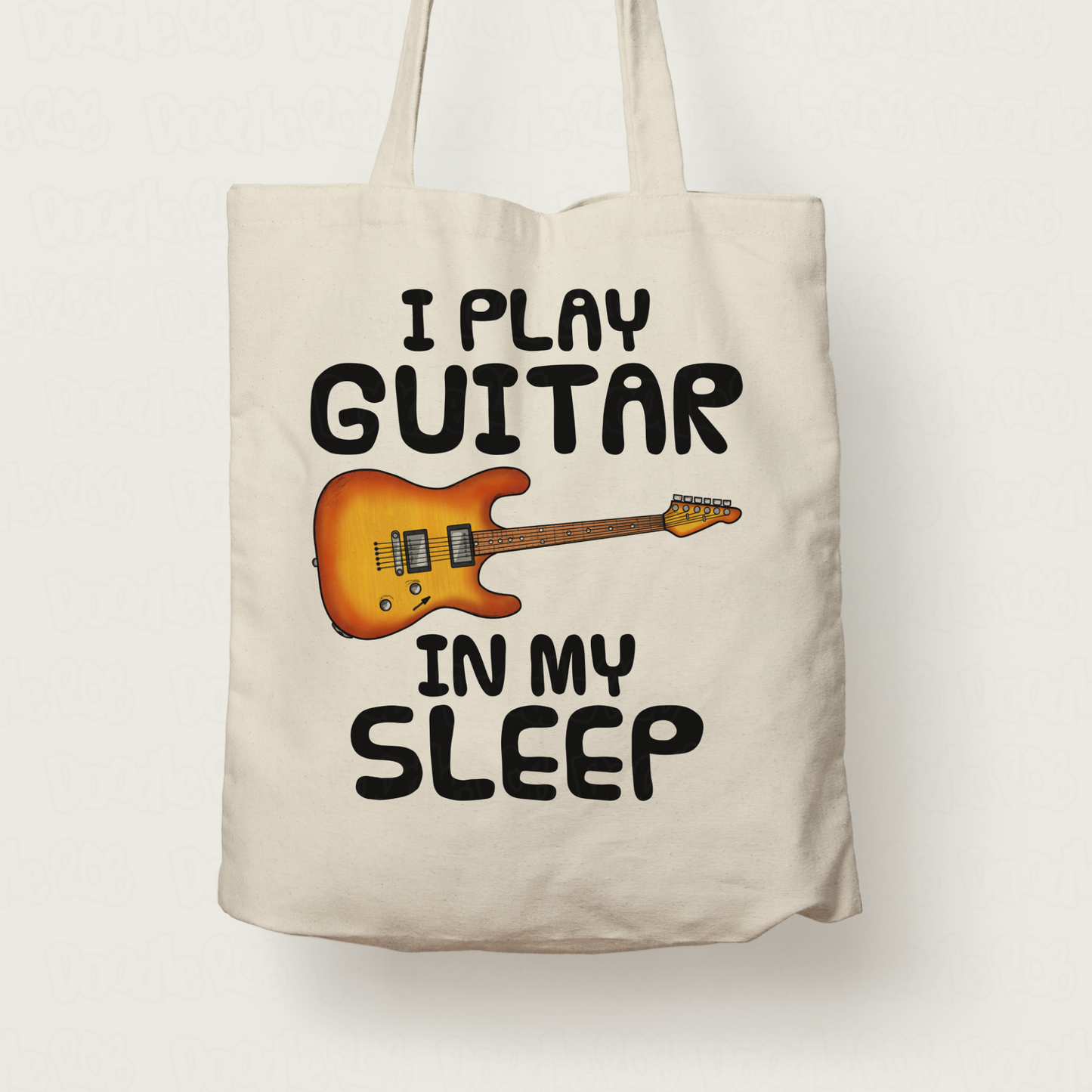 Funny Electric Guitar Tote Bag - I Play Guitar In My Sleep - Guitarist Musician Gift