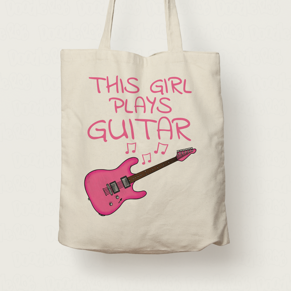 Pink Electric Guitar Tote Bag - This Girl Plays Guitar - Female Guitarist Gift - Guitar Gift For Girl