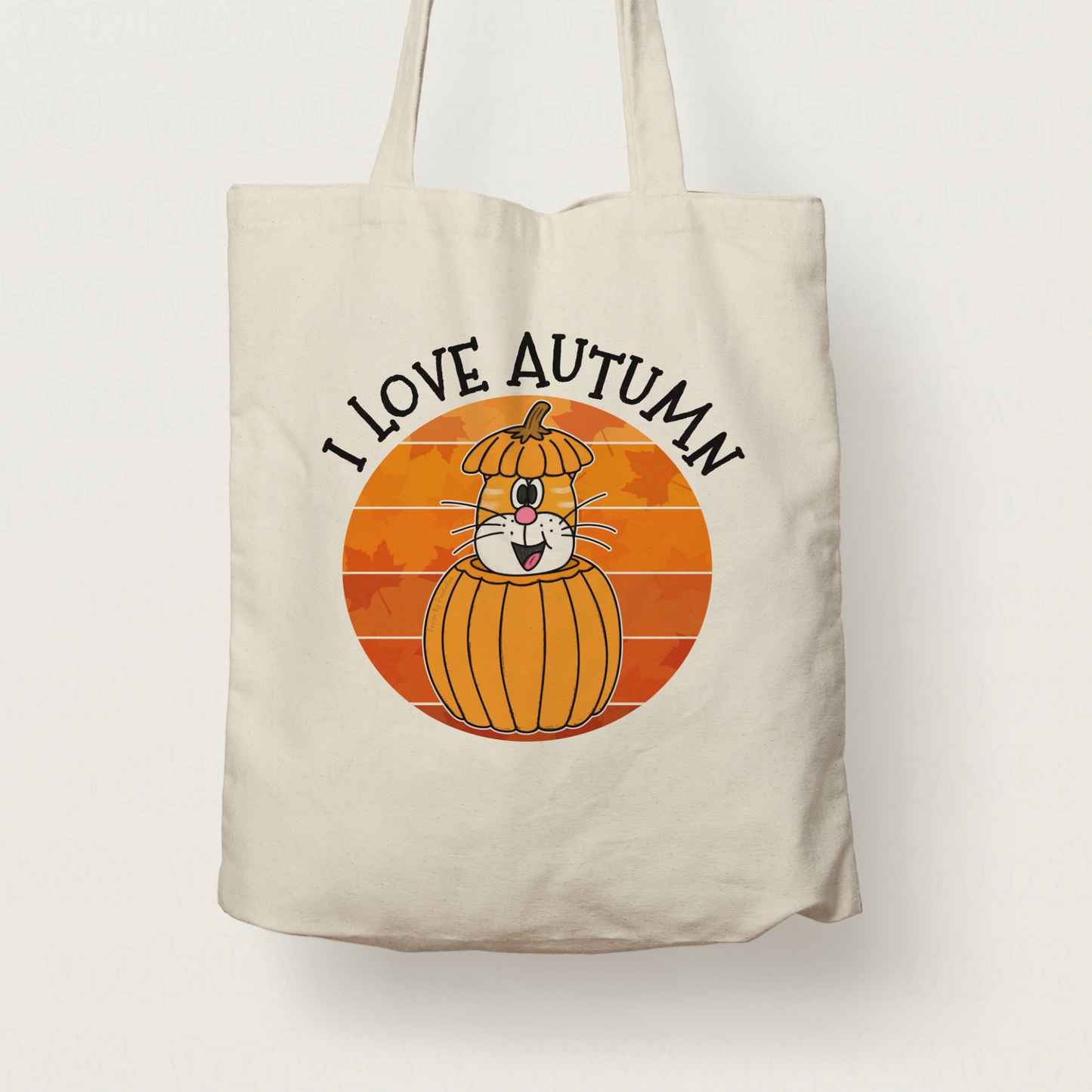 Autumn Cat Tote Bag - I Love Autumn - Cat Pumpkin - Halloween Alternative Gift