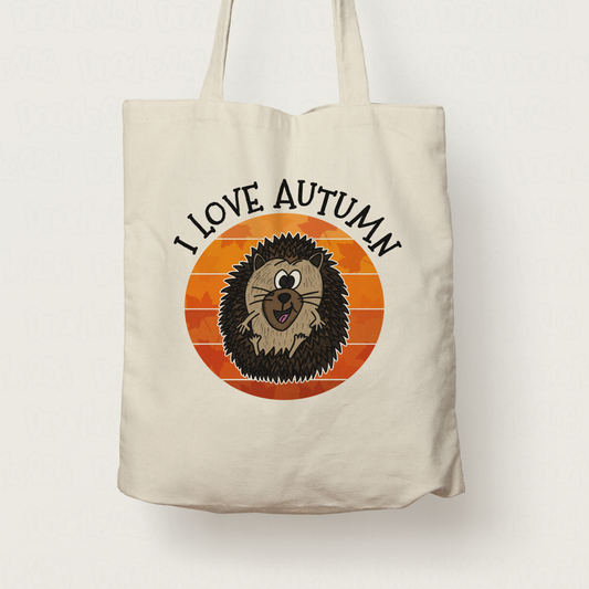 Autumn Hedgehog Tote Bag - I Love Autumn - Gift For Nature Lover