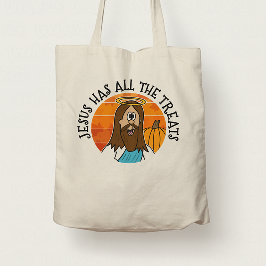 Christian Halloween Tote Bag - Jesus Has All The Treats - Halloween Alternative Gift