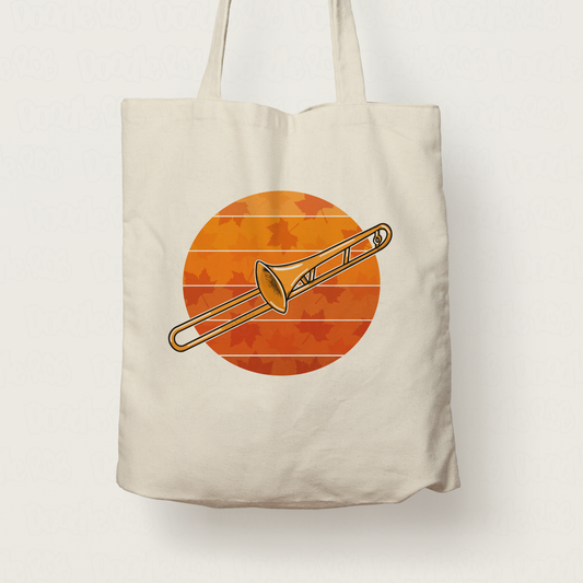 Autumn Trombone Tote Bag - Gift For Trombonist - Brass Musician Gift