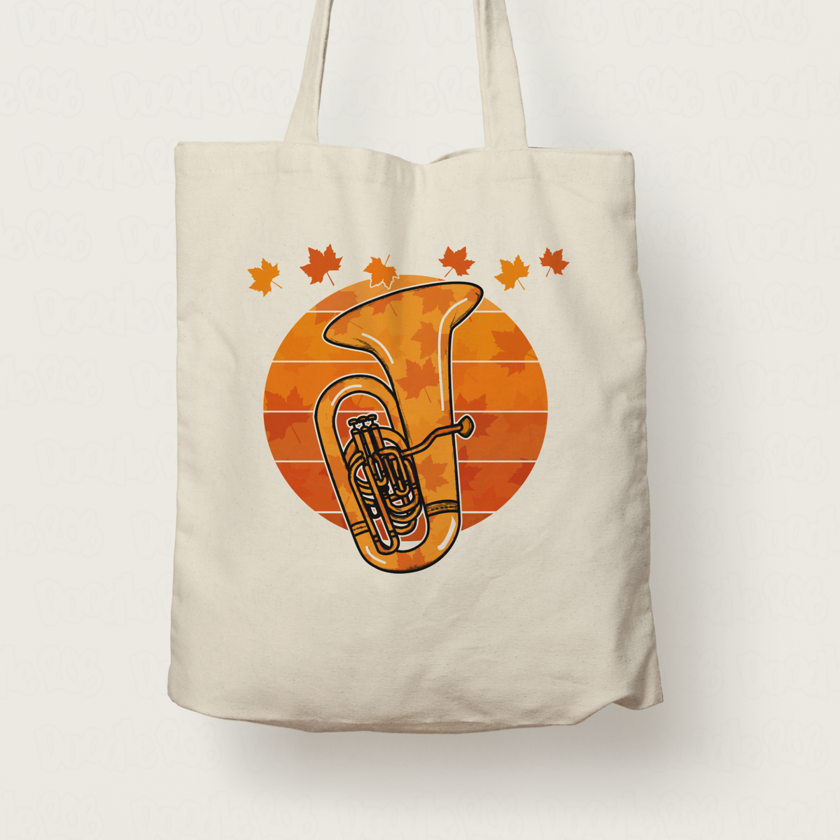 Autumn Tuba Tote Bag - Gift For Tubaist - Brass Musician Gift - Tuba Teacher Gift