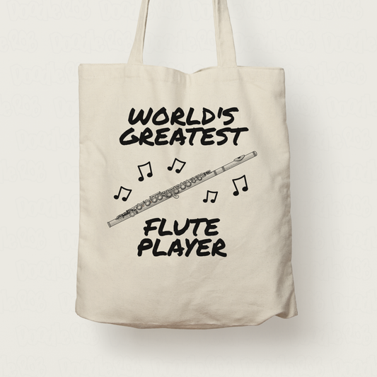 Flute Tote Bag - World's Greatest Flute Player - Gift For Flautist