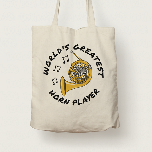 French Horn Tote Bag - World's Greatest Horn Player - Gift For Hornist