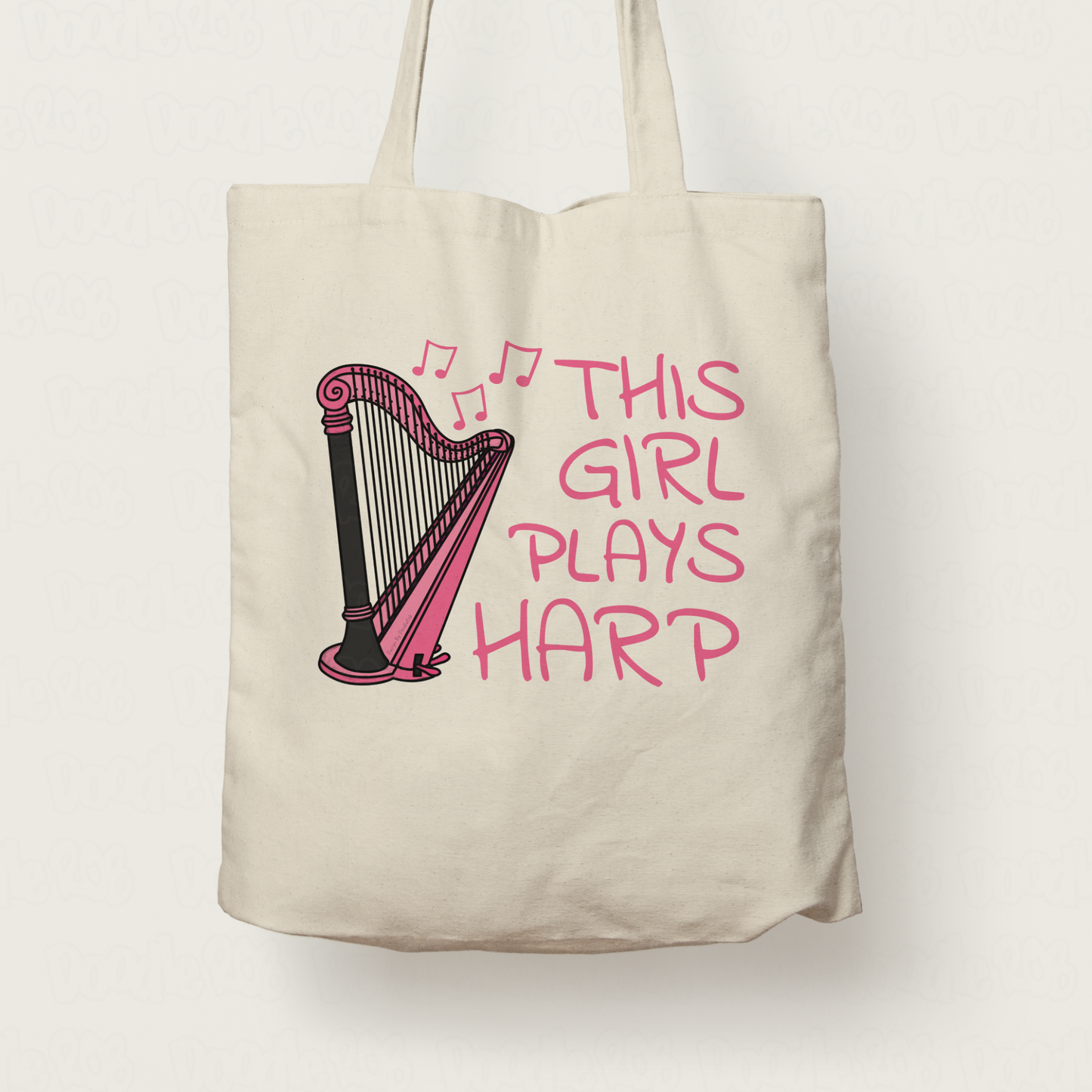Girl's Harp Tote Bag - This Girl Plays Harp - Female Harpist Gift - Harp Student Gift