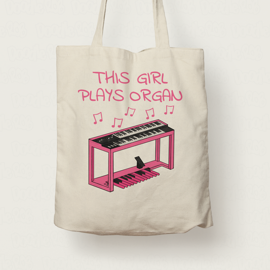 Female Organist Tote Bag - This Girl Plays Organ - Organ Student Gift - Musician Gift For Girl