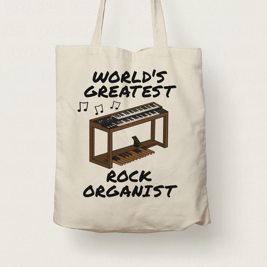 Rock Organ Tote Bag - World's Greatest Rock Organist - Gift For Keyboardist - Organ Teacher Gift