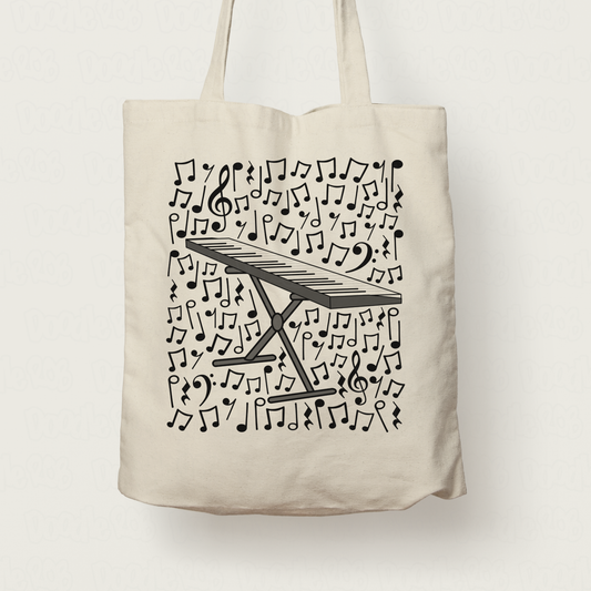 Keyboard Musical Notes Tote Bag - Gift For Pianist - Piano Teacher Musician Gift