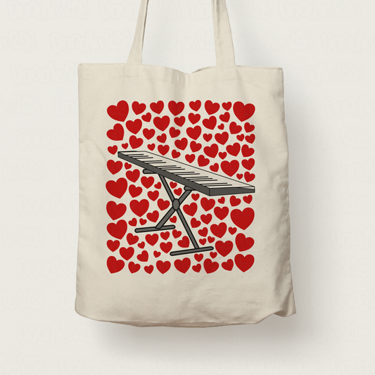 Keyboard With Hearts Tote Bag - Gift For Pianist - Piano Teacher Musician Valentines Anniversary Gift
