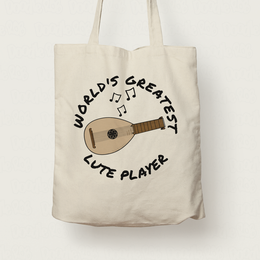 Lute Tote Bag - World's Greatest Lute Player - Gift For Lutenist - Baroque Musician Gift