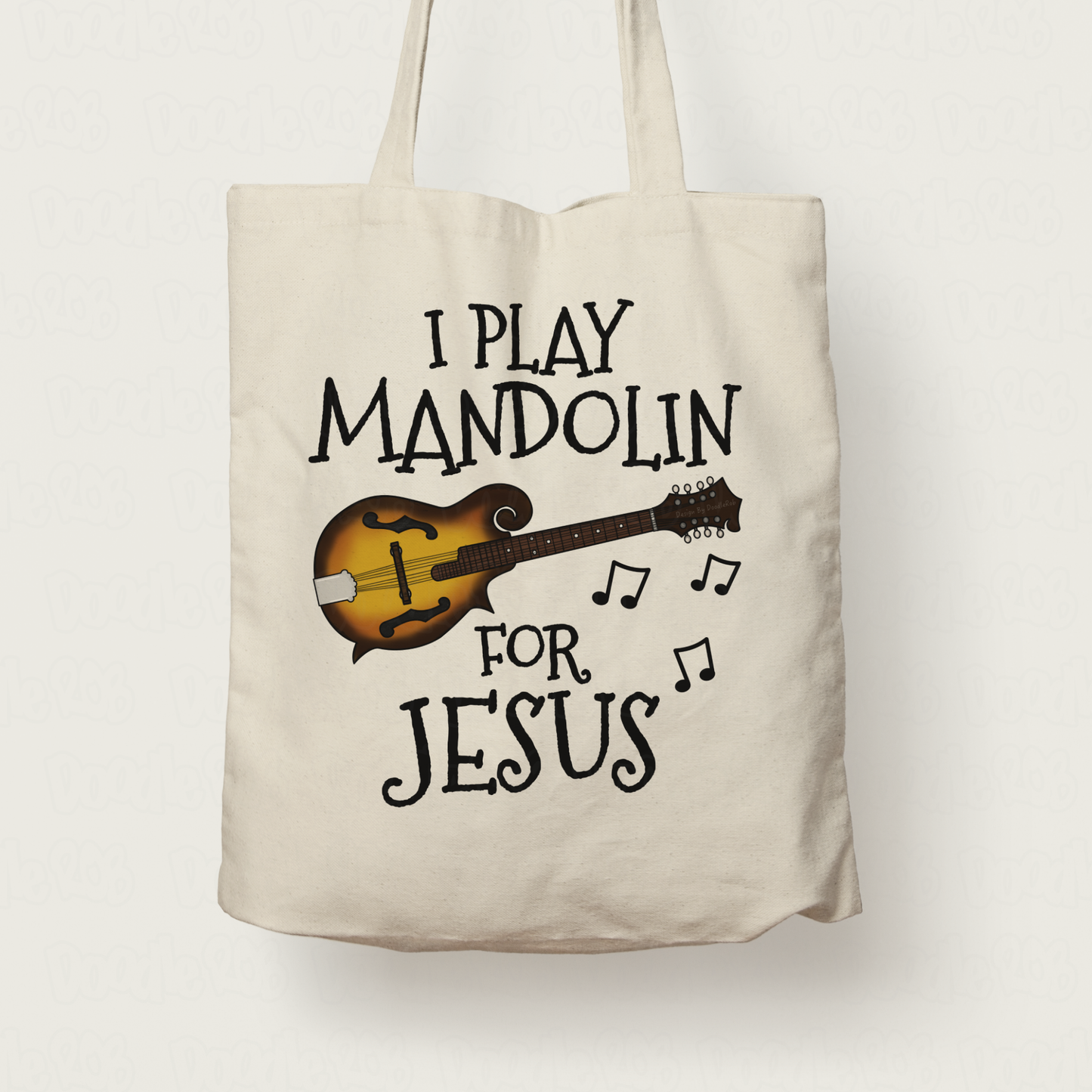 Christian Mandolin Tote Bag - I Play Mandolin For Jesus - Church Mandolinist