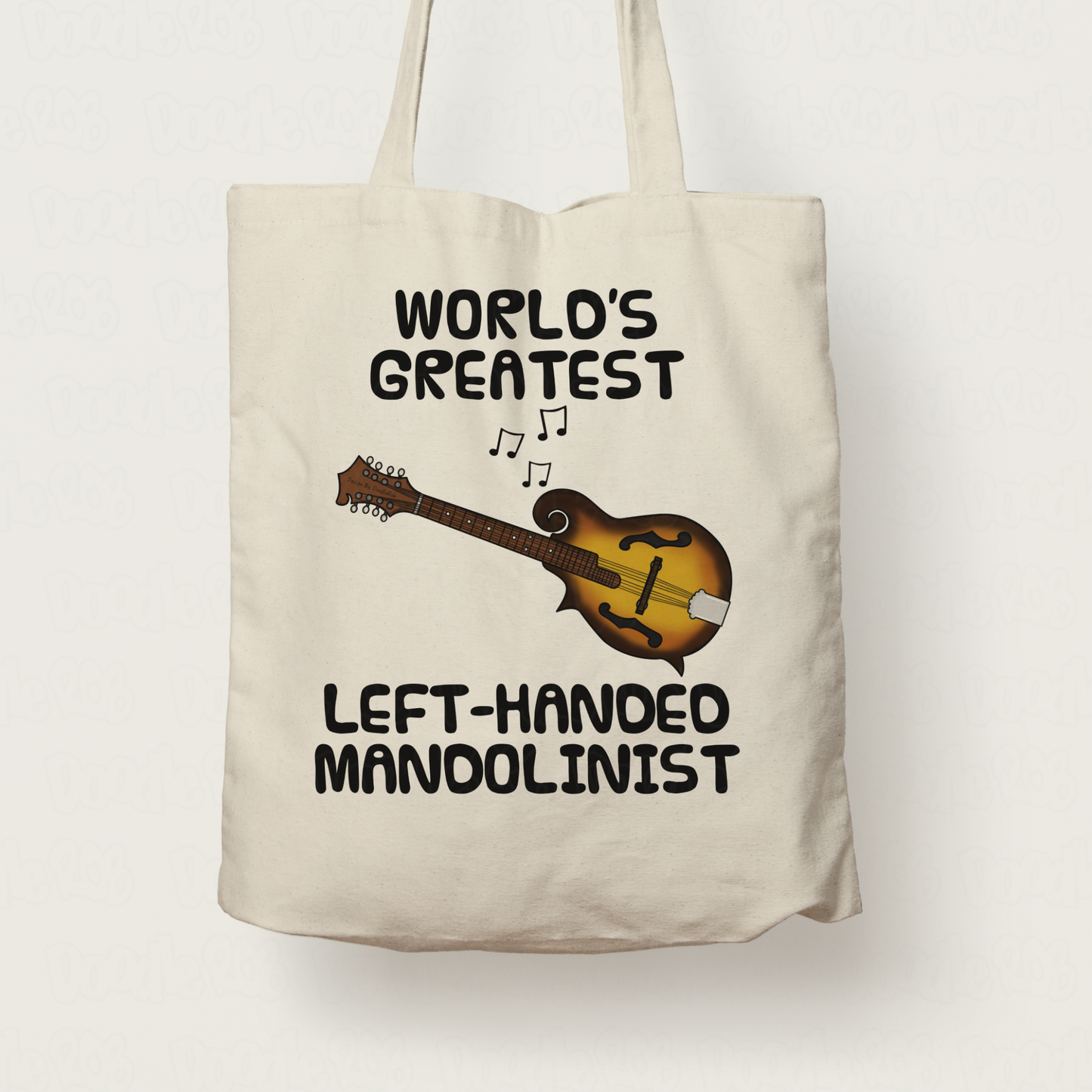 Left Handed Mandolin Tote Bag - World's Greatest Left-Handed Mandolinist - Funny Gift For Lefty Musician