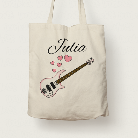 Bass Guitar Wedding Personalised Tote Bag - Wedding Bassist Musician Custom Gift