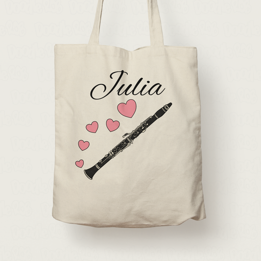 Clarinet Wedding Personalised Tote Bag - Clarinetist Woodwind Musician Custom Gift