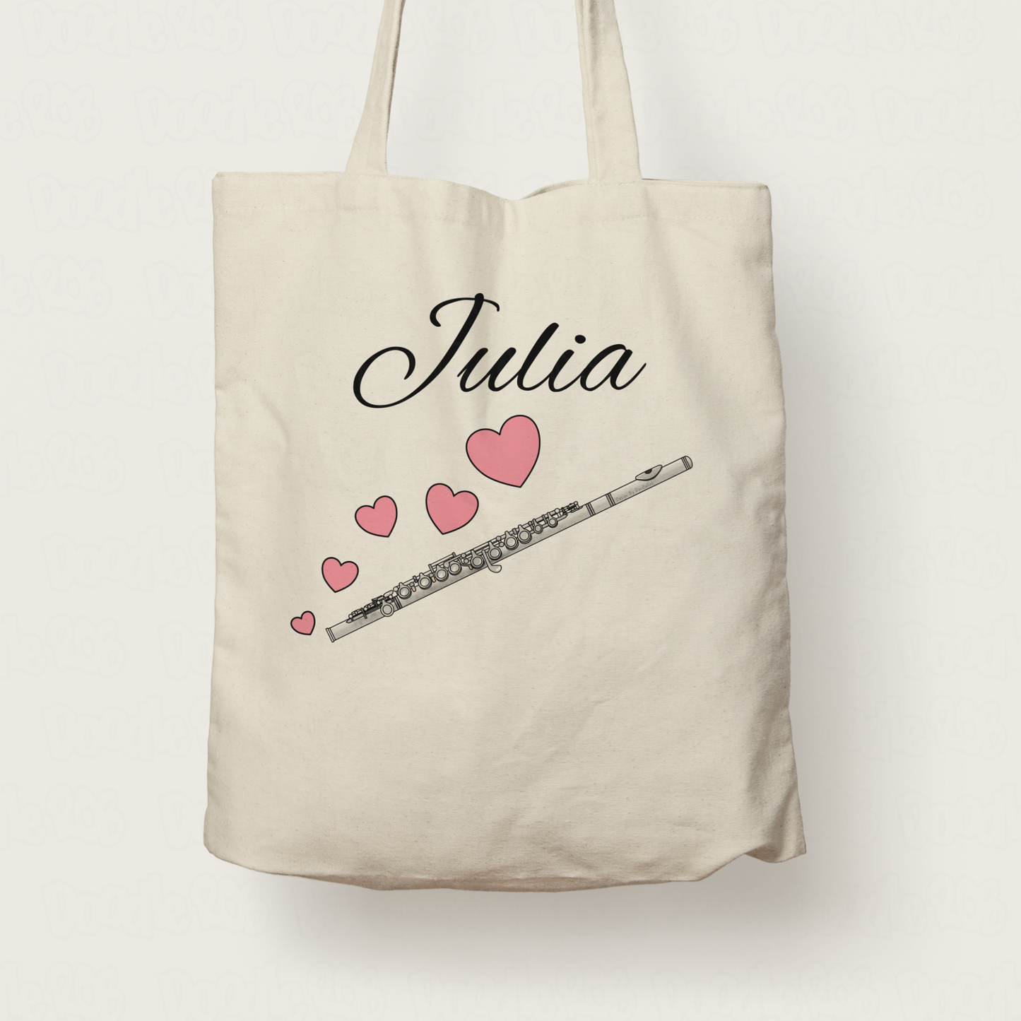Flute Wedding Personalised Tote Bag - Flautist Woodwind Musician Custom Gift
