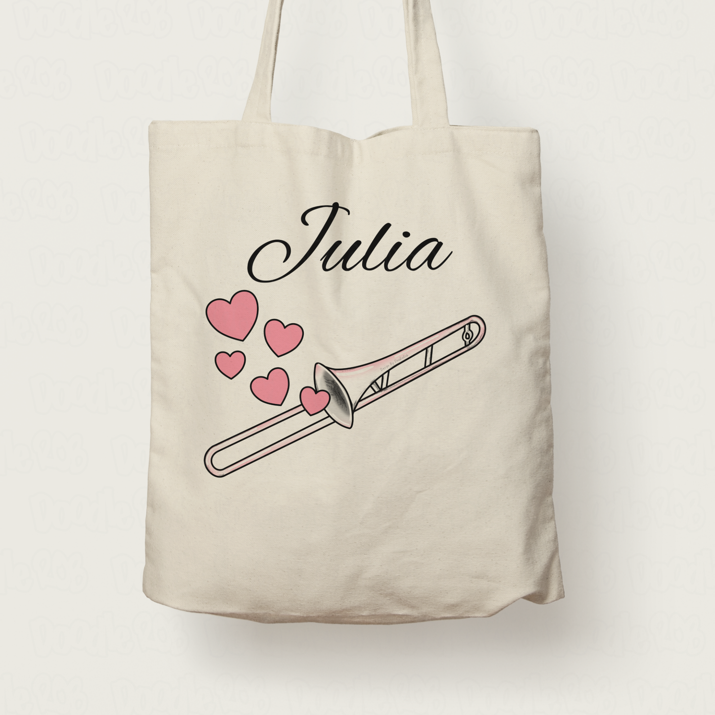 Trombone Wedding Personalised Tote Bag - Trombonist Brass Musician Custom Gift