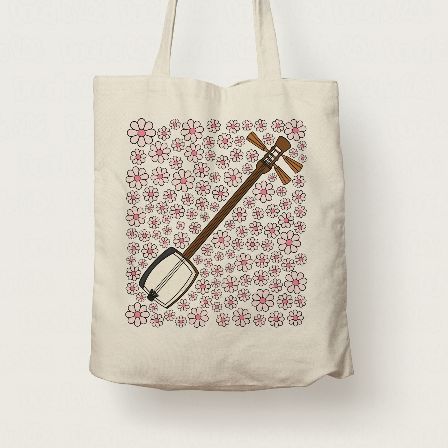 Shamisen Floral Tote Bag - Japanese Musician Gift - Gift For Japan Lover