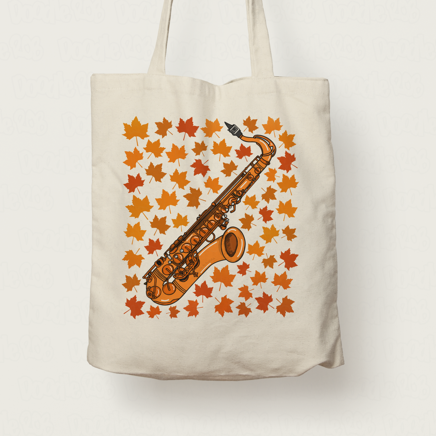 Autumn Saxophone Tote Bag (Leaves) - Saxophonist Tote Bag - Sax Player - Gift For Fall or Thanksgiving