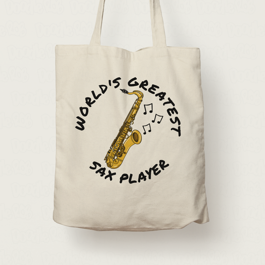 Saxophone Tote Bag - World's Greatest Sax Player - Saxophonist Gift