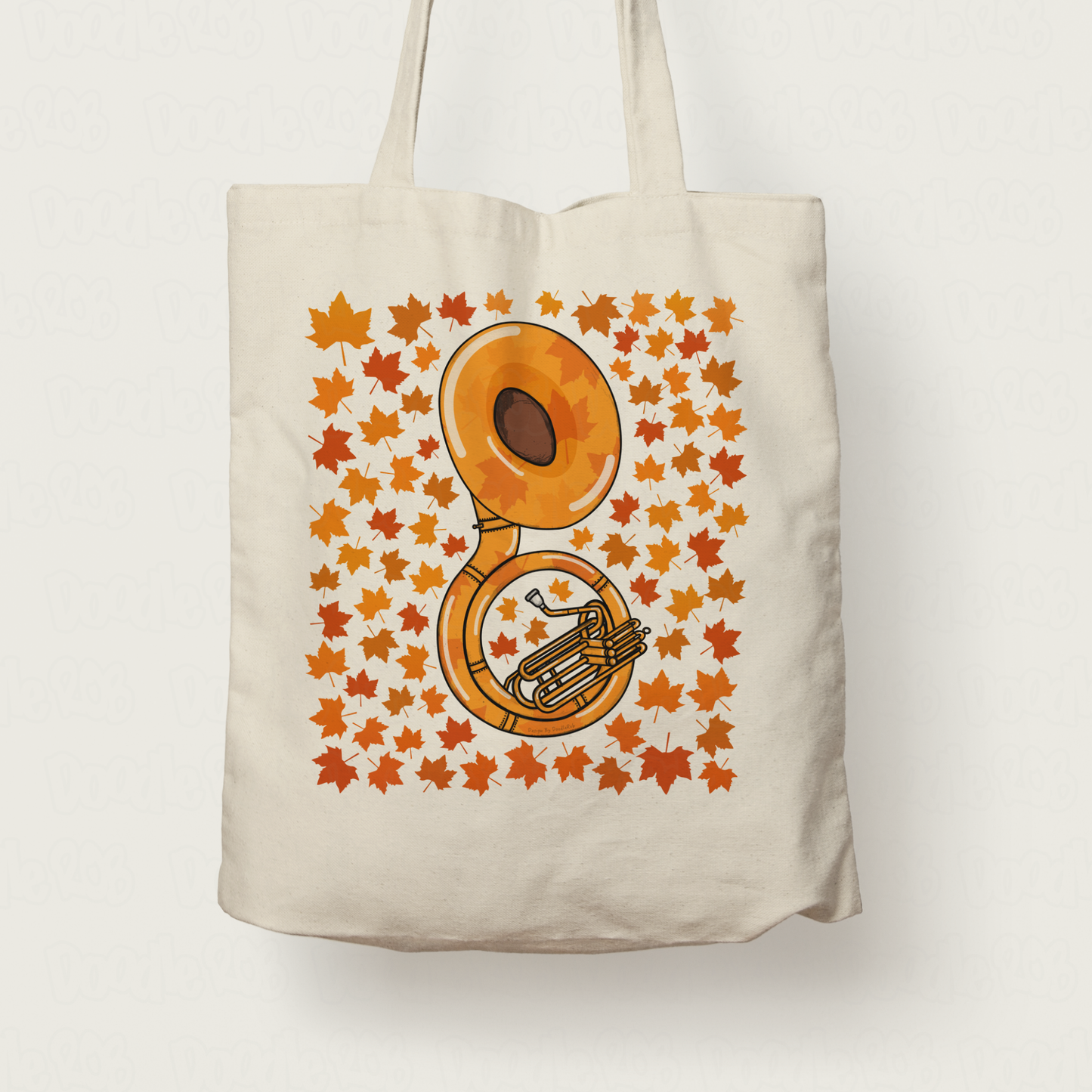 Autumn Sousaphone Tote Bag (Leaves) - Gift For Sousaphonist - Brass Musician Gift For Fall or Thanksgiving