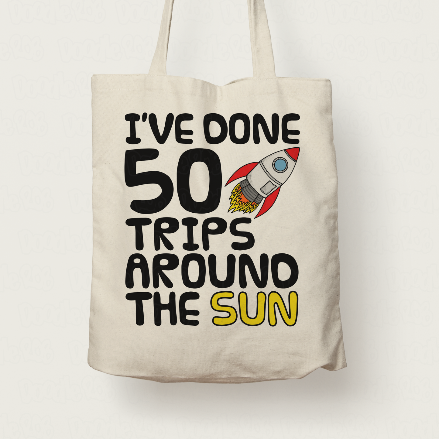 Space Rocket 50th Birthday Tote Bag - I've Done 50 Trips Around The Sun - Funny 50th Birthday Gift