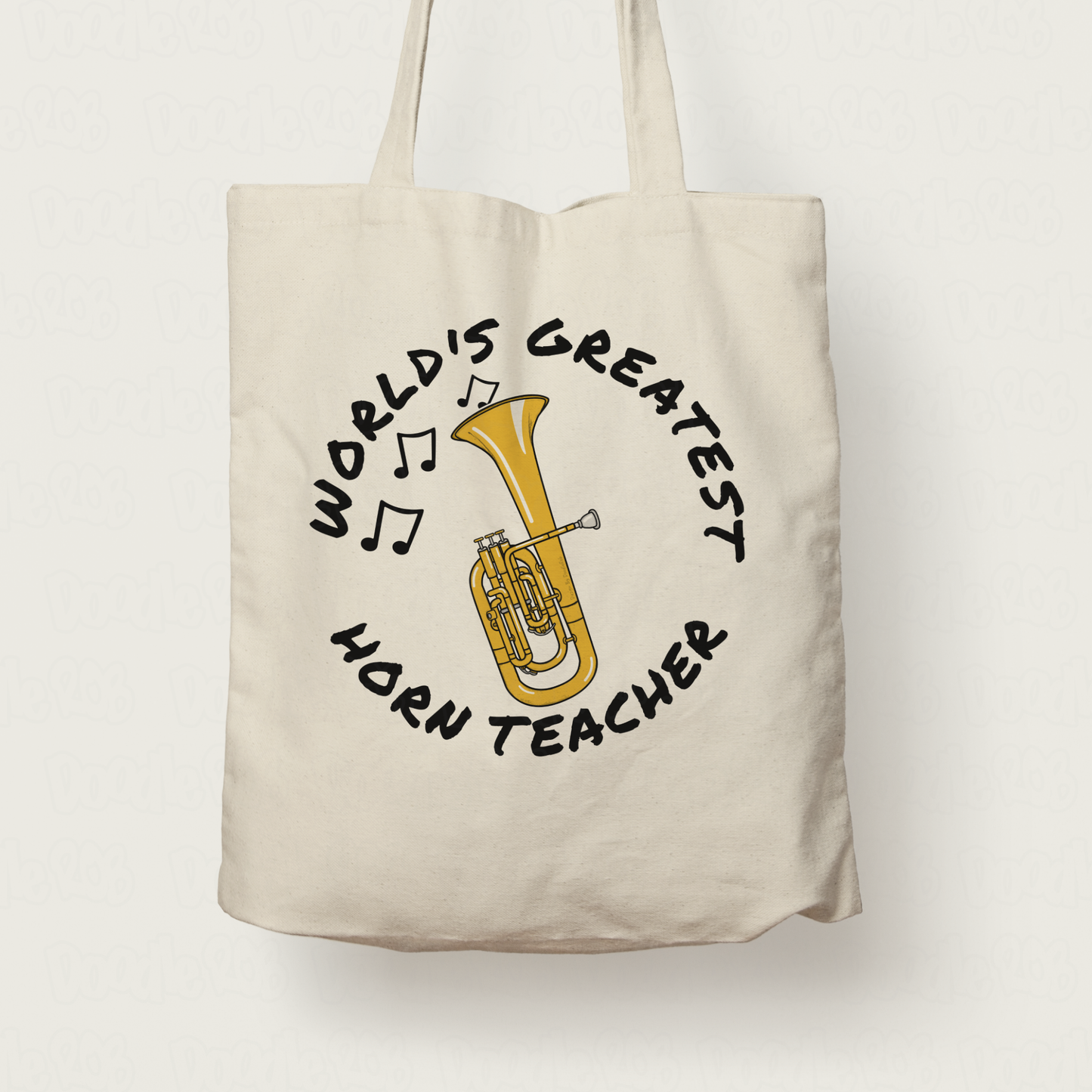 Tenor Horn Teacher Tote Bag - World's Greatest Horn Teacher - Brass Musician Gift