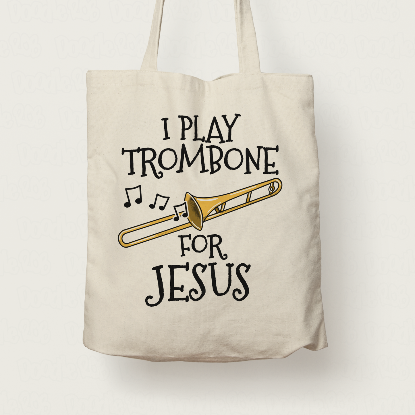 Christian Trombone Tote Bag - I Play Trombone For Jesus - Church Trombonist Gift