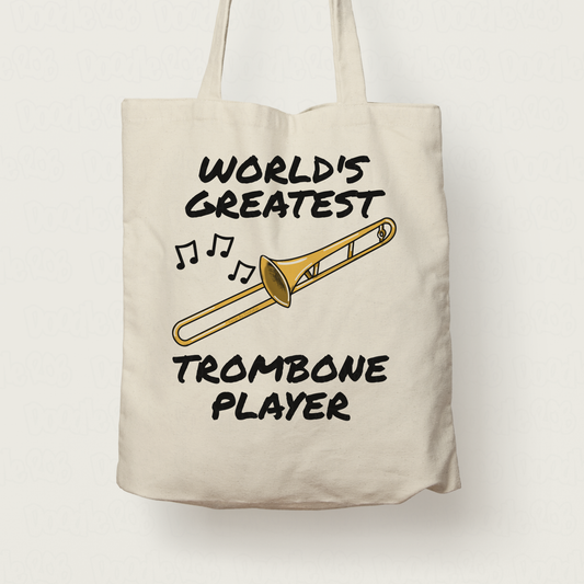 Trombone Tote Bag - World's Greatest Trombone Player - Gift For Trombonist