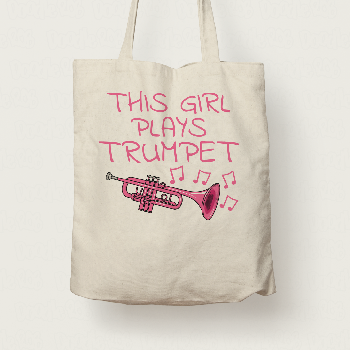 Pink Trumpet Tote Bag - This Girl Plays Trumpet - Female Trumpeter - Brass Musician Gift For Her