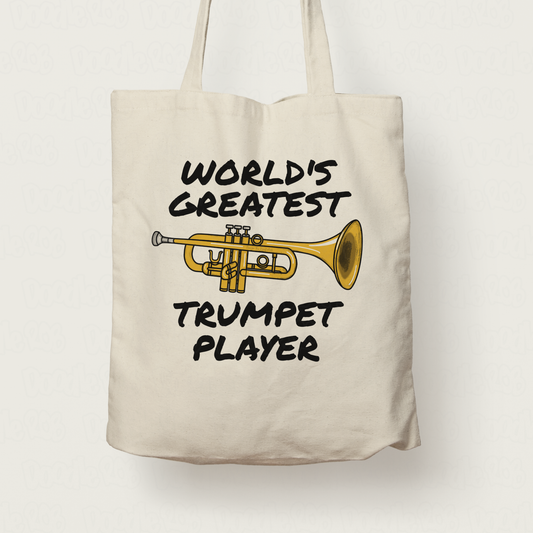 Trumpet Tote Bag - World's Greatest Trumpet Player - Gift For Trumpeter