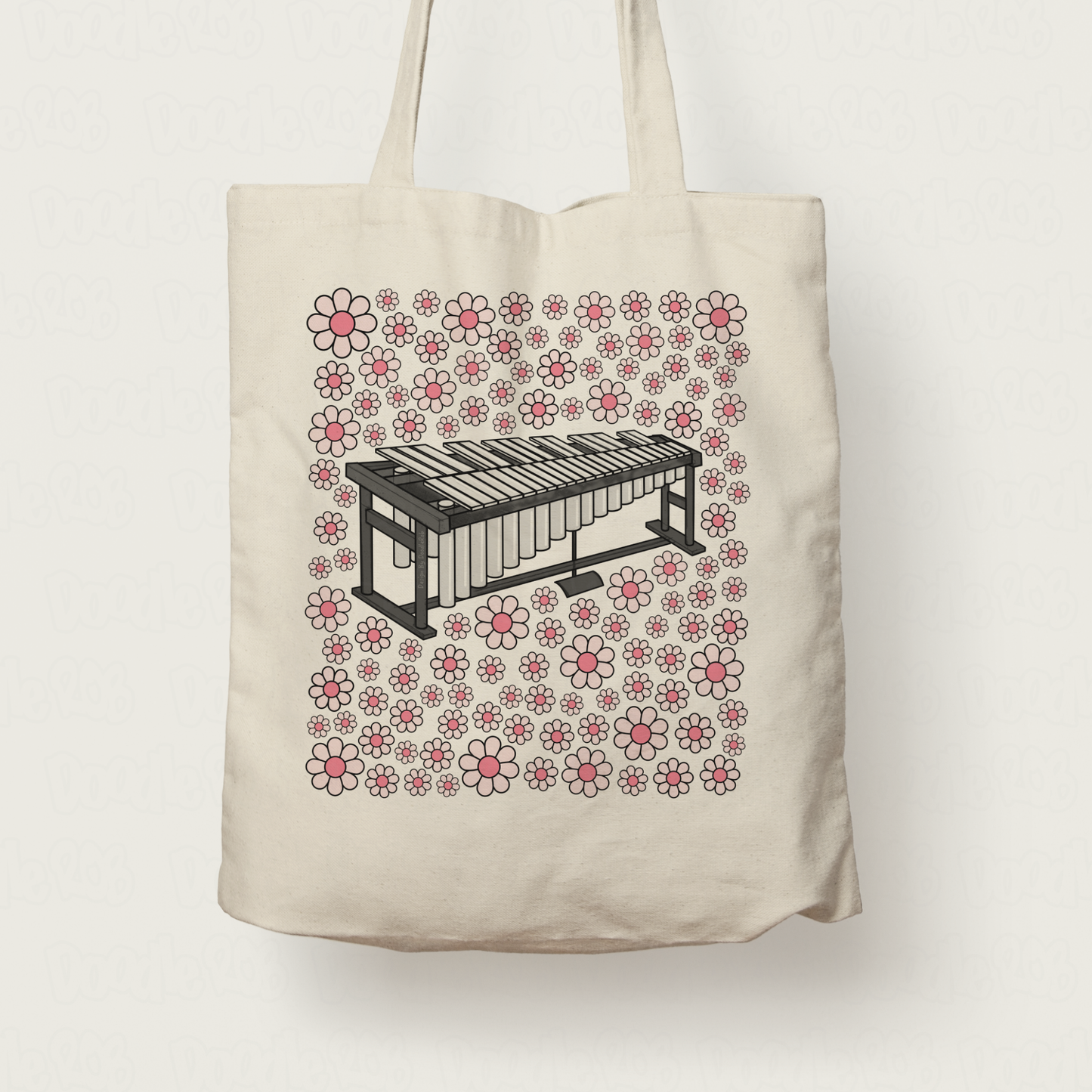 Vibraphone Floral Tote Bag (Pink Flowers) - Female Percussionist - Musician Gift For Girl