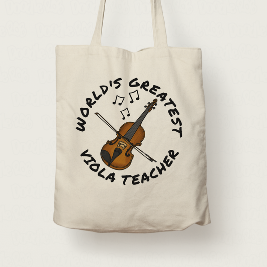 Viola Teacher Tote Bag - World's Greatest Viola Teacher - Gift For Violist