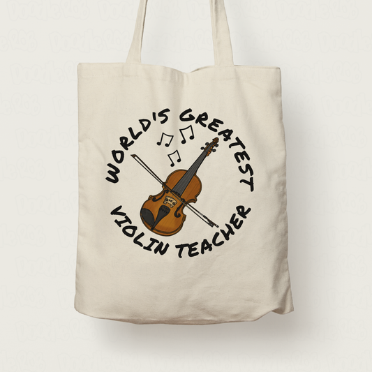 Violin Teacher Tote Bag - World's Greatest Violin Teacher - Gift For Violinist
